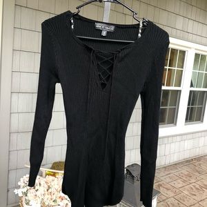Black tie up long sleeve top